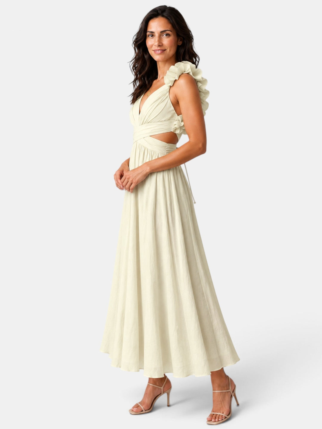 Vestido de verano floral para mujer, diseño fresco y elegante, perfecto para fiestas al aire libre y cócteles.