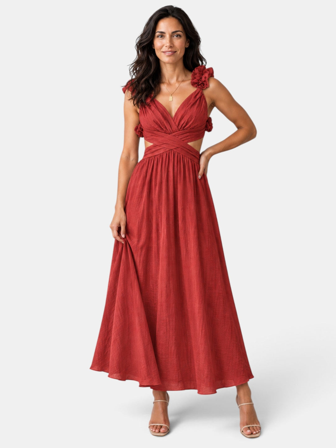 Vestido de fiesta floral cómodo y elegante para mujer, estilo chic, ideal para eventos de día y noche.