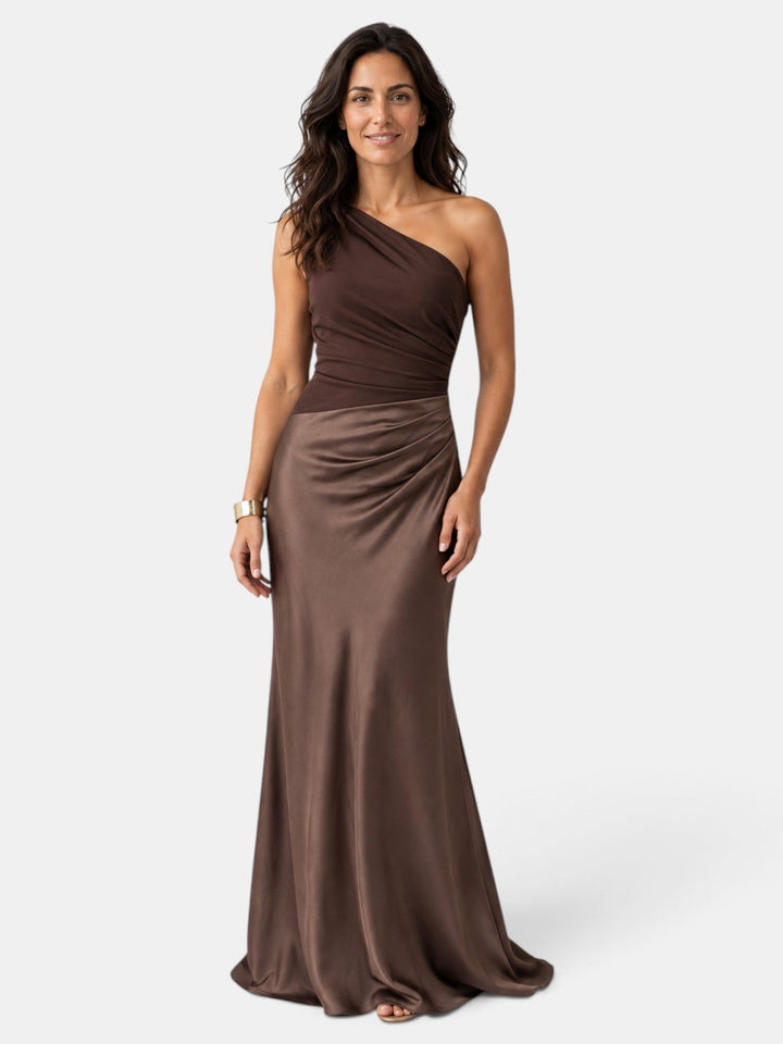 Vestido de fiesta largo fruncido para mujer, elegante, ideal para gala y eventos especiales.
