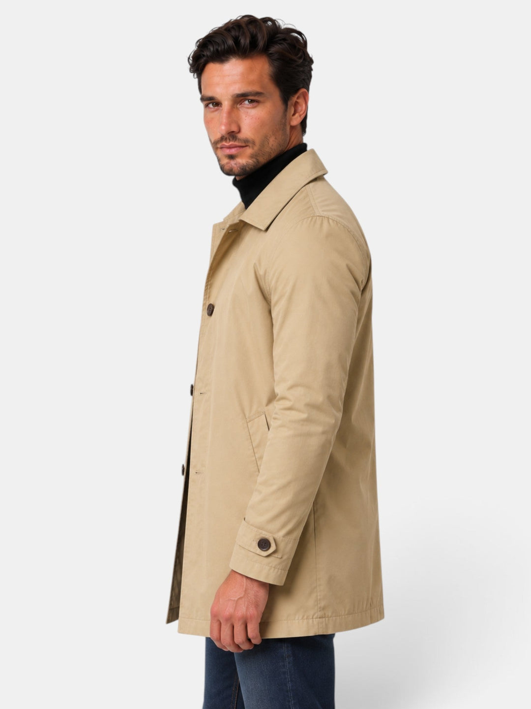 Chaqueta casual gris para hombre. Estilo urbano moderno, abrigo ligero perfecto para cualquier clima.