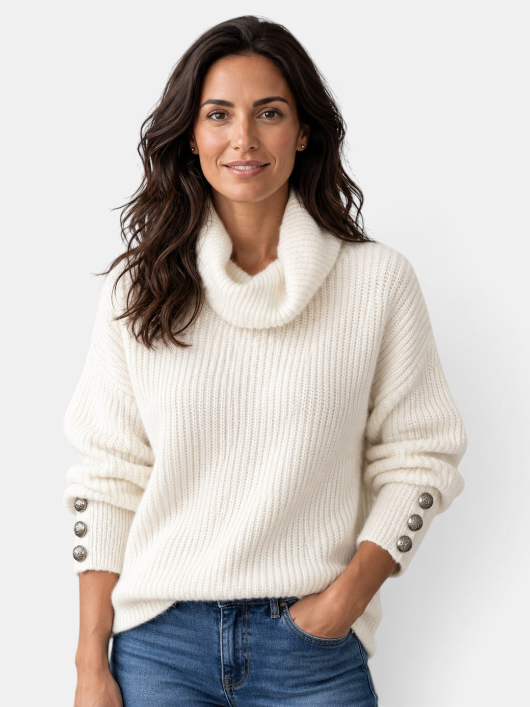 Suéter cuello alto ligero para mujer, ideal para invierno y entretiempo, combina estilo y confort versátil.
