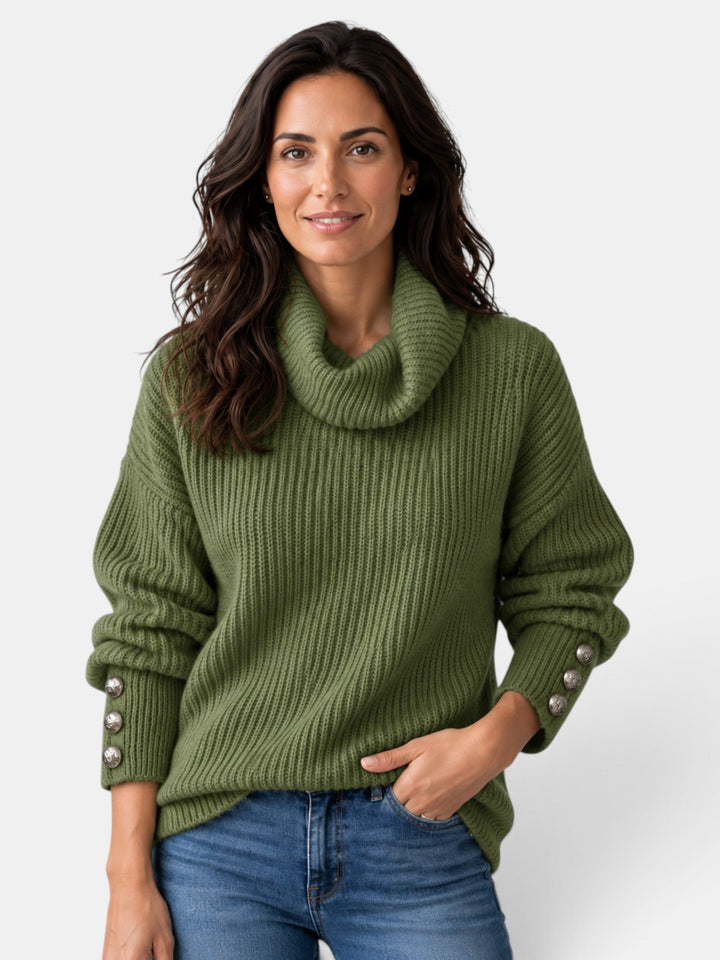 Ropa femenina: suéter ligero de cuello alto, perfecto para combinar en atuendos de moda casual de diario.