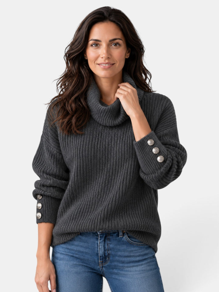 Jersey de mujer ligero con cuello alto, prenda esencial para el invierno y la transición de estaciones.