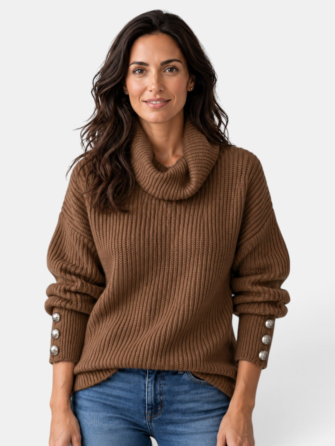 Jersey de mujer de cuello alto, ligero y confortable, un básico versátil para ropa femenina en cualquier estación.