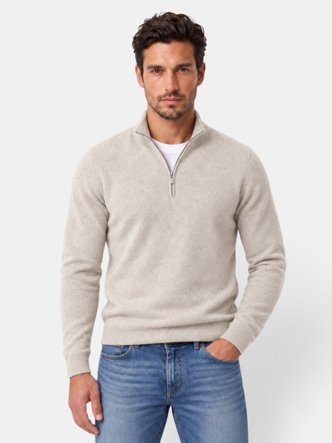 Suéter hombre cuello V elegante, ideal para invierno y otoño.