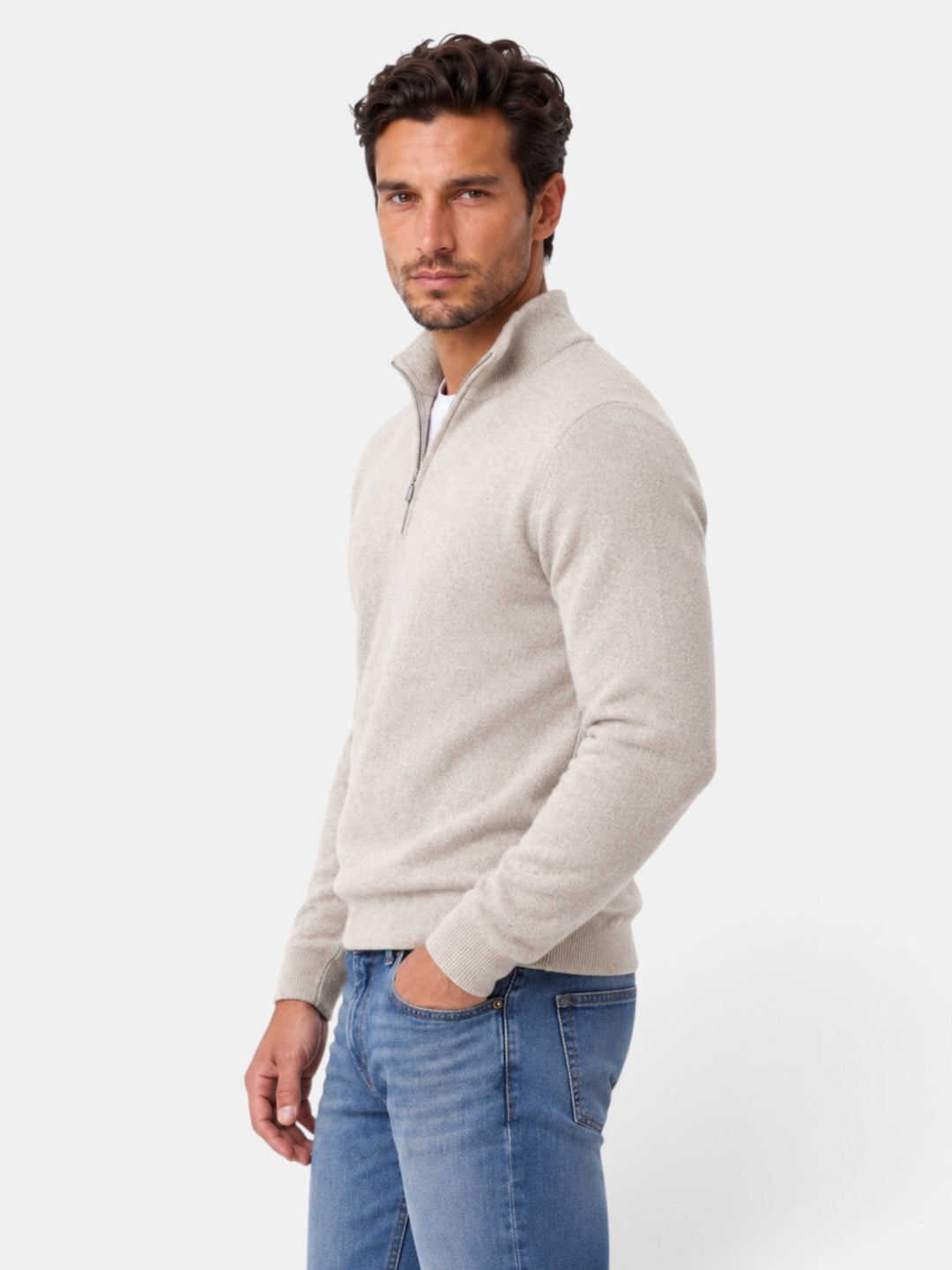 Jersey de punto para hombre con cuello V, estilo casual y cómodo.