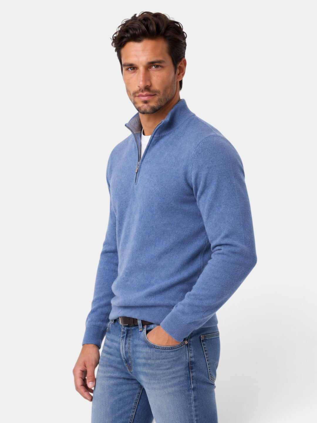 Suéter formal hombre cuello V, combina con camisa y corbata, look sofisticado.