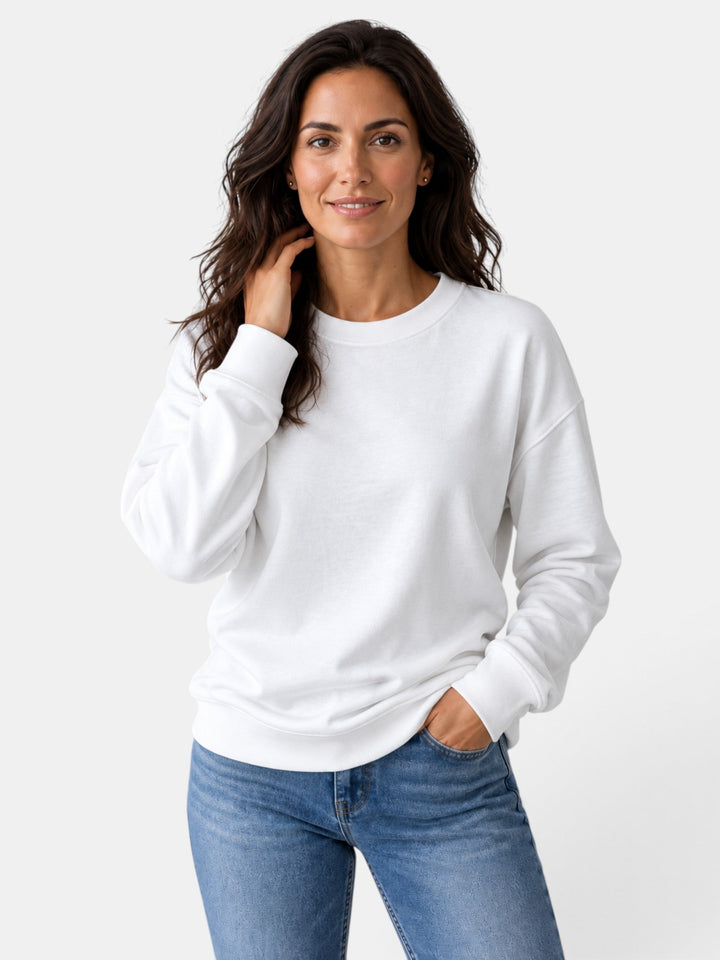 Estilo relajado: sudadera de mujer con cuello redondo y manga larga. Prenda versátil para tu día.