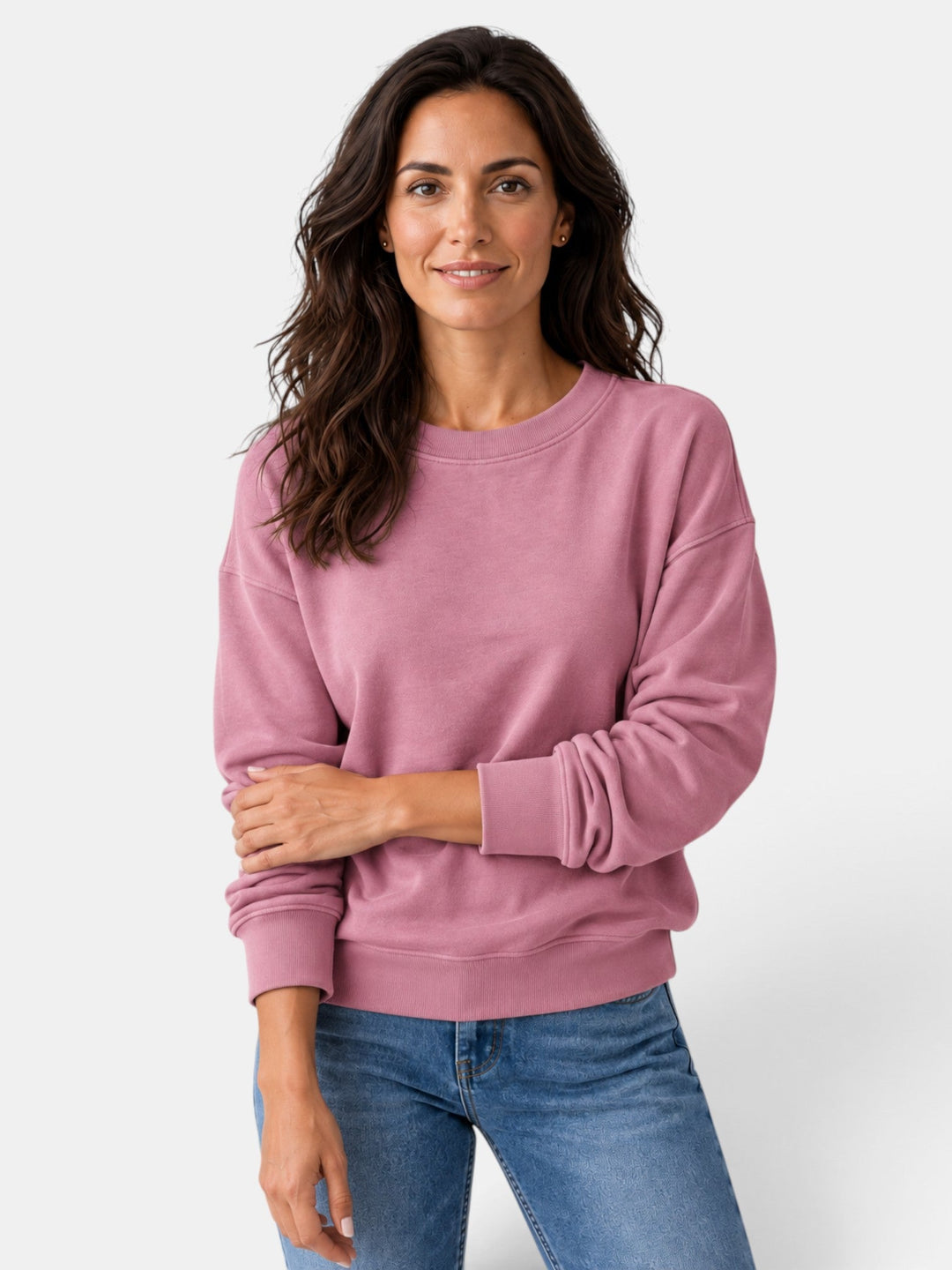 Ropa cómoda para mujer: sudadera con cuello redondo y manga larga. Suavidad y confort garantizados.