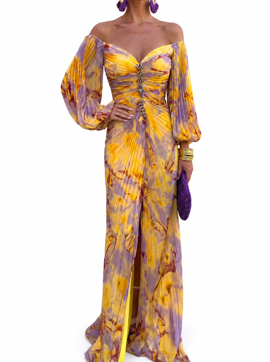 Vestido de fiesta floral para mujer, diseño maxi y escote en V, muy elegante para eventos especiales.