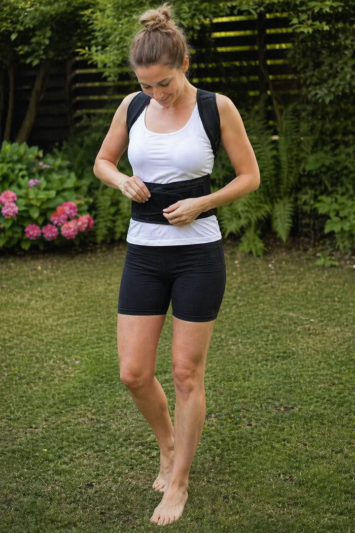 Faja para espalda con imanes, soporte postural ajustable, bienestar y fitness.