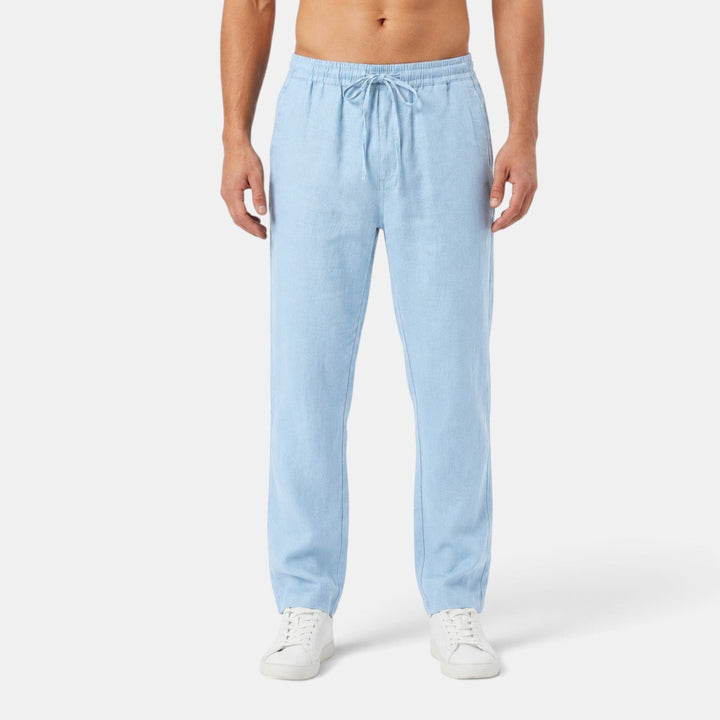 Pantalón de lino hombre casual de verano, fresco y transpirable, con cintura elástica.