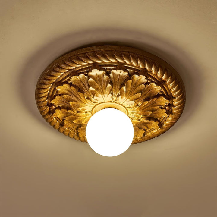 Lámpara de techo dorada, globo opalino, vintage estilo granja, para iluminación del hogar.