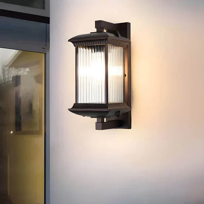 Iluminación exterior para jardín, lámpara de pared estilo clásico marrón para porche.