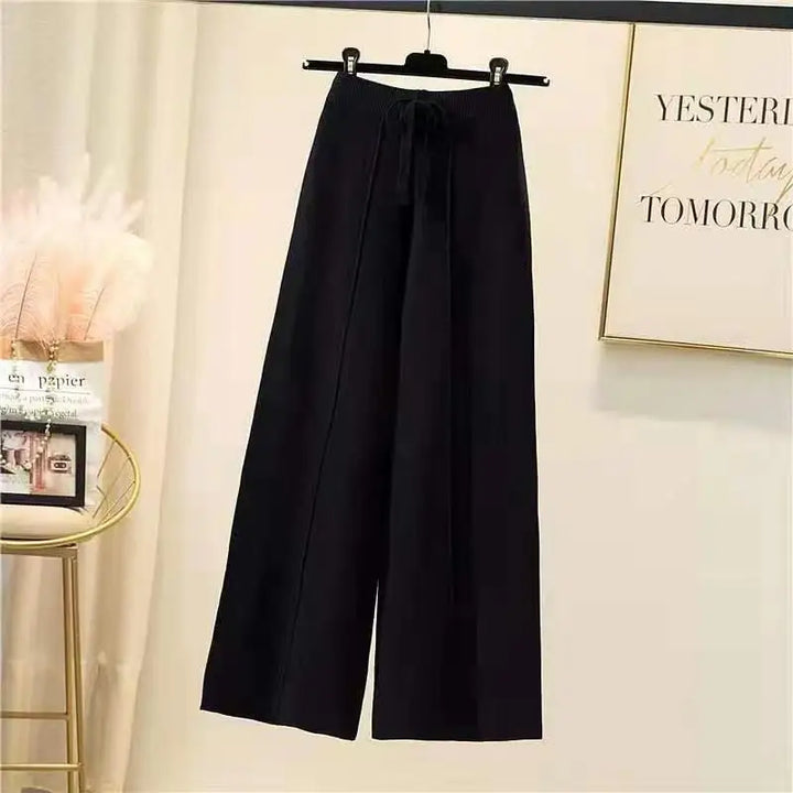 Pantalones de mujer tiro alto y pierna ancha, estilo casual para primavera y verano.