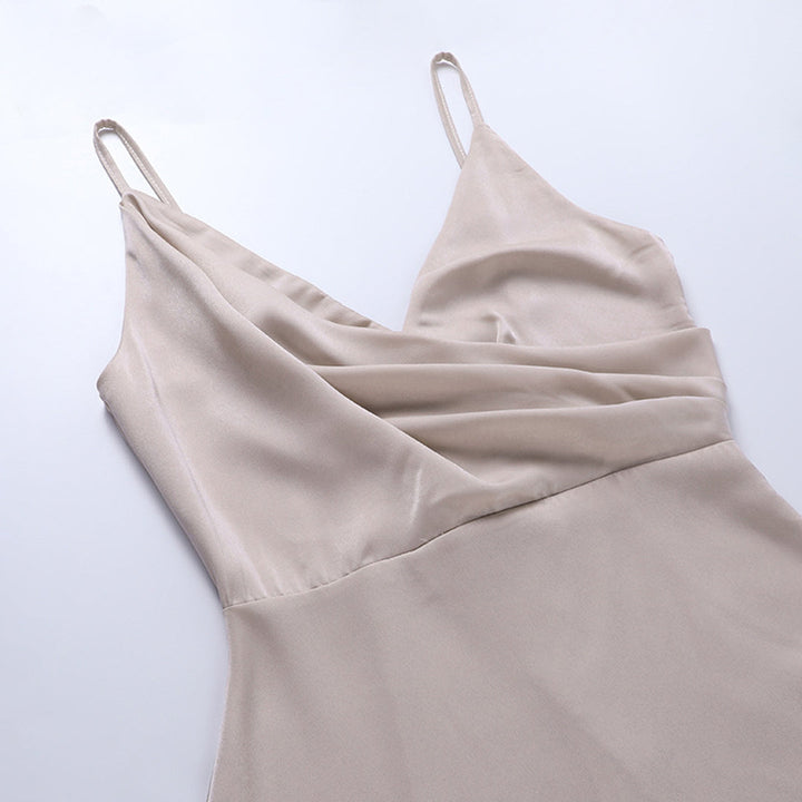 Moda mujer: Vestido de fiesta ZIENA, largo y elegante, con sugerente abertura alta.