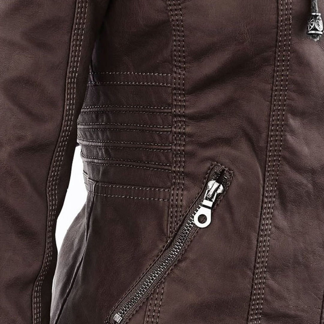 Chaqueta de invierno versátil, cazadora efecto piel con capucha. Abrigo cálido y chic.