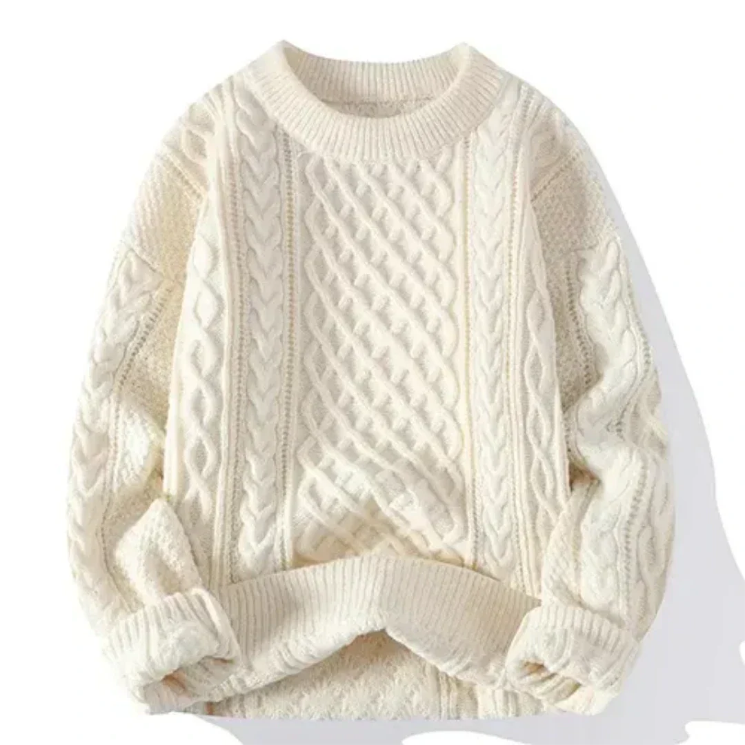 Jersey clásico de hombre, cuello redondo, manga larga. Comodidad y estilo versátil para ropa masculina.