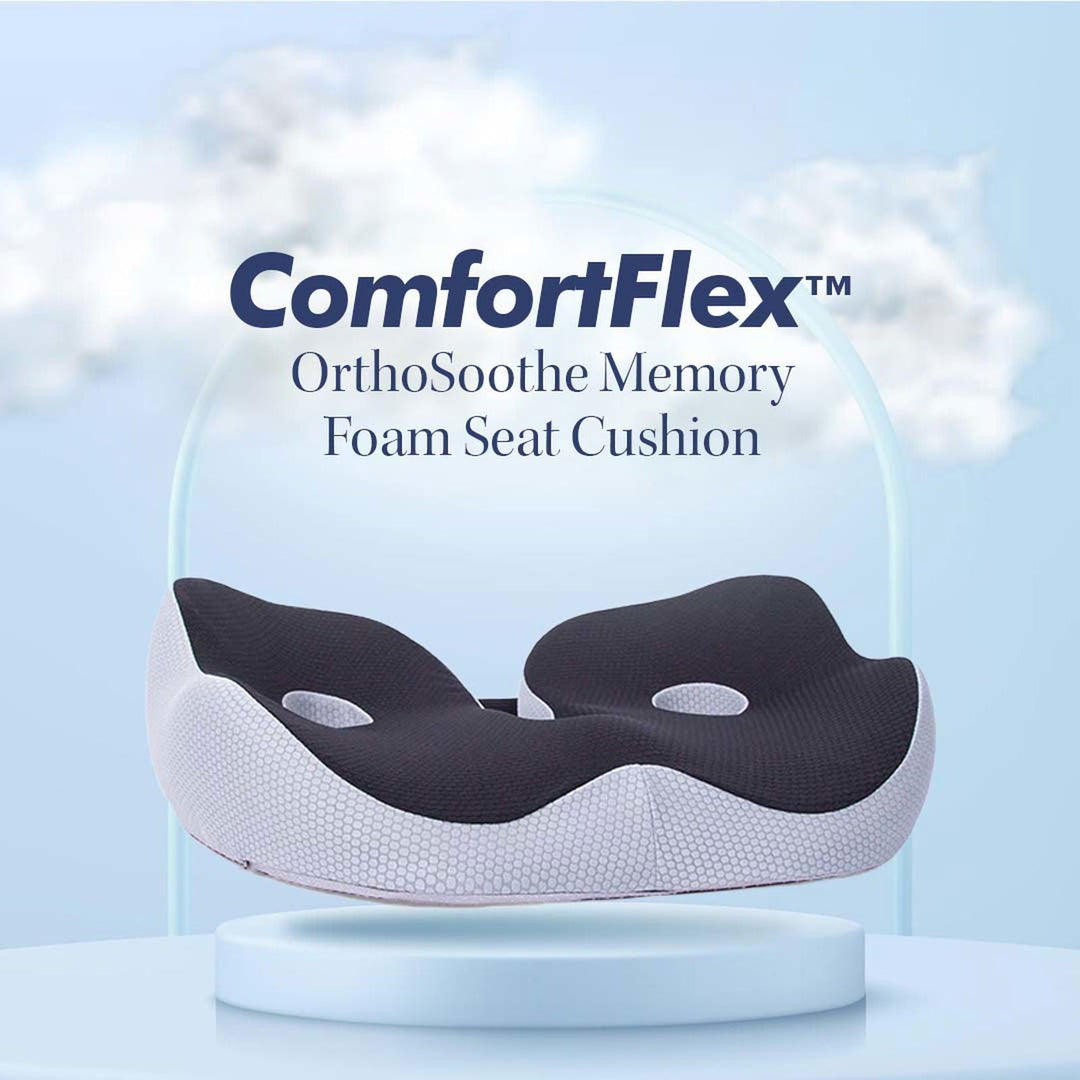 Cojín de asiento ergonómico para alivio del dolor postural de ciática, coxis y hemorroides. Uso universal.