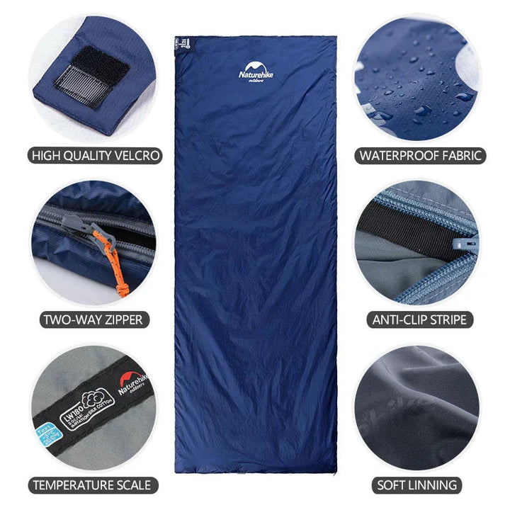 Saco de dormir para aventura ultraligero. Ideal para camping, senderismo y exterior.