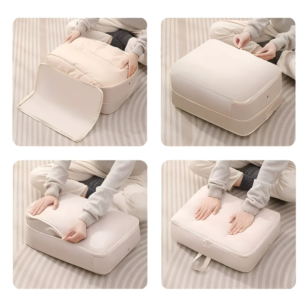 Organizador de viaje compacto para equipaje, ideal para ahorrar espacio y mantener la ropa organizada.