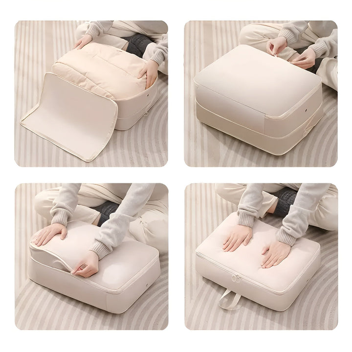 Organizador de viaje compacto para equipaje, ideal para ahorrar espacio y mantener la ropa organizada.