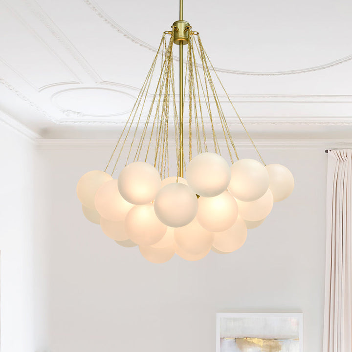 Lámpara de araña de burbujas en negro, luz ambiente moderna. Decora tu sala de estar con esta lámpara.