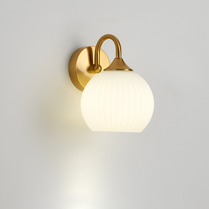Aplique de pared esférico moderno con rayas, ideal para decoración de hogar elegante. Luz LED para salón/dormitorio.