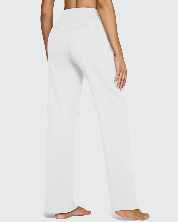 Pantalones de mujer, tiro alto, pierna ancha, bolsillos, que te invitan a experimentar con la moda.