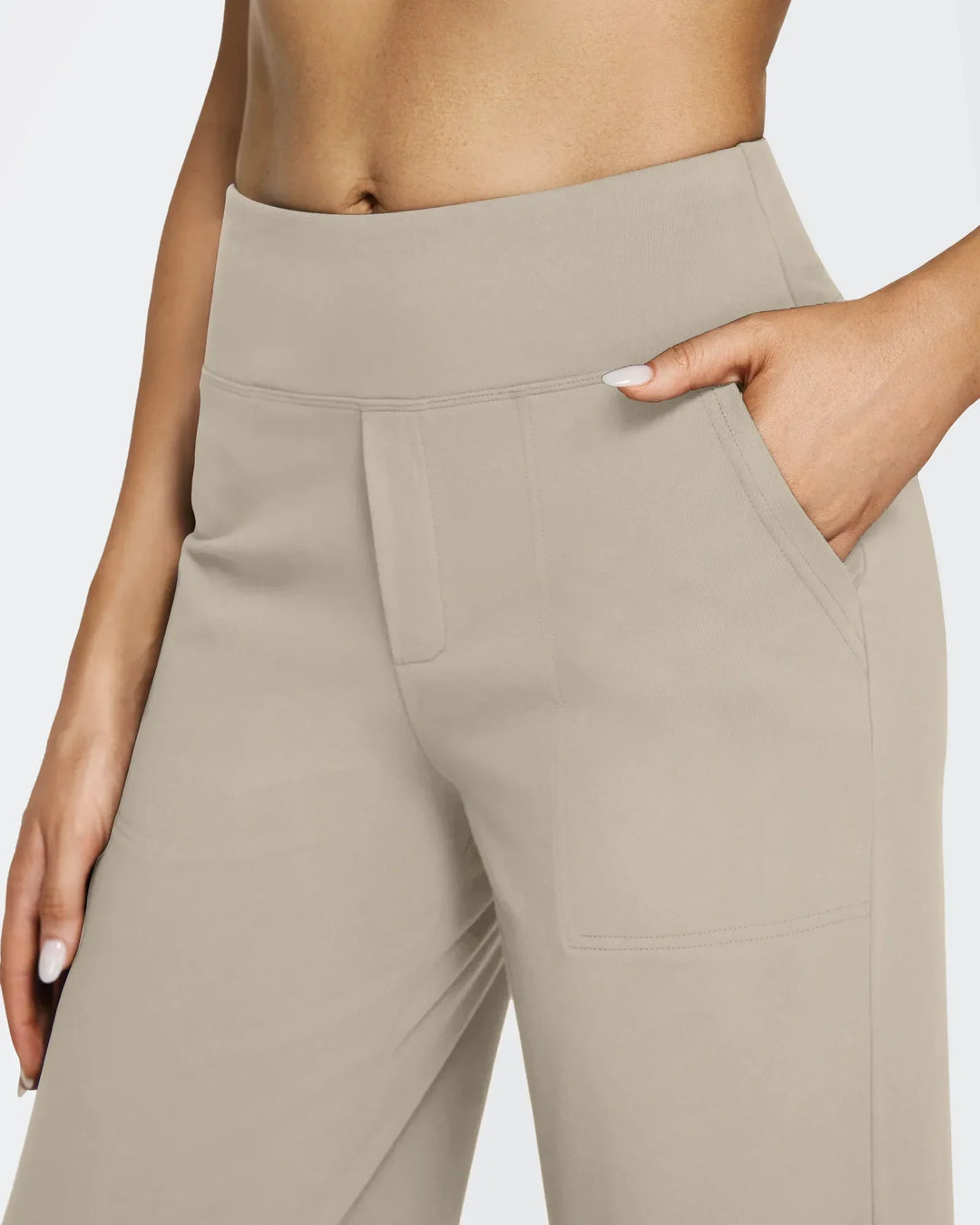 Pantalón femenino, tiro alto, pierna ancha, bolsillos, ideal para la mujer que ama la moda con propósito.