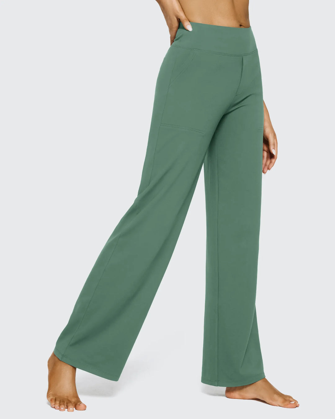 Pantalón ancho de mujer con tiro alto, bolsillos, para un estilo casual pero con clase.