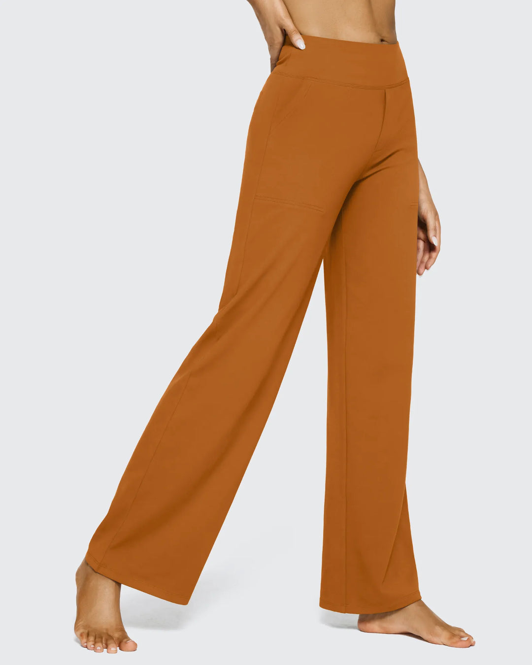 Pantalones de mujer, tiro alto, pierna ancha, bolsillos, para estar cómoda y a la moda todo el día.
