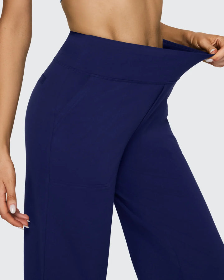 Pantalón de mujer, tiro alto, pierna ancha, bolsillos, un toque de sofisticación en tu look diario.