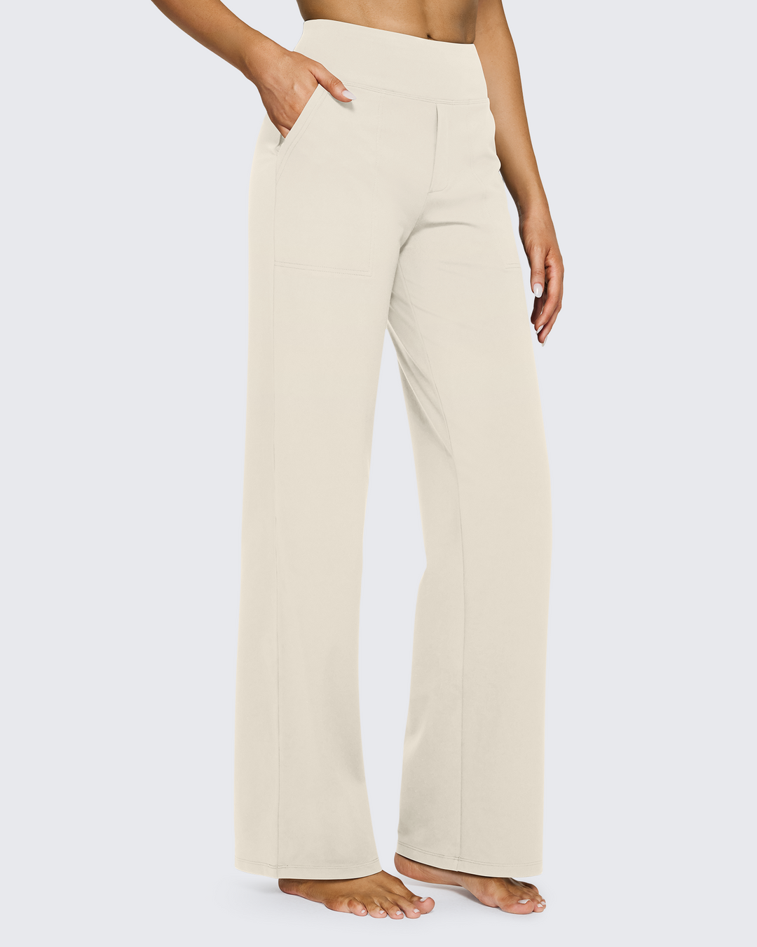 Comodidad y moda: pantalones de mujer tiro alto, corte pierna ancha, ideal con bolsillos.