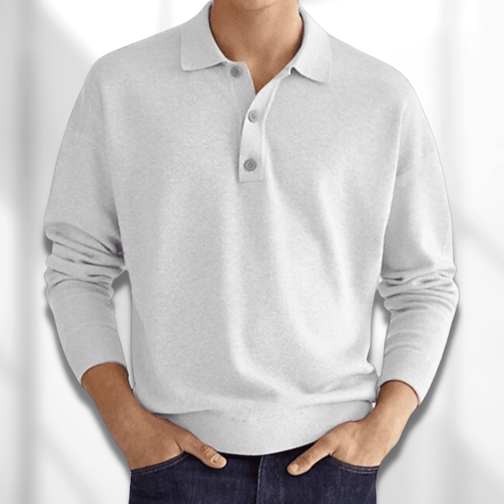 Ropa masculina: suéter polo abotonado de manga larga. Estilo elegante y confort duradero para el hombre moderno.