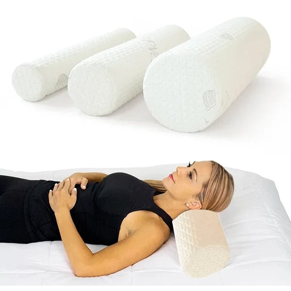 Cojín rodillo cervical de espuma viscoelástica. Proporciona soporte saludable para el cuello, transpirable y duradero.
