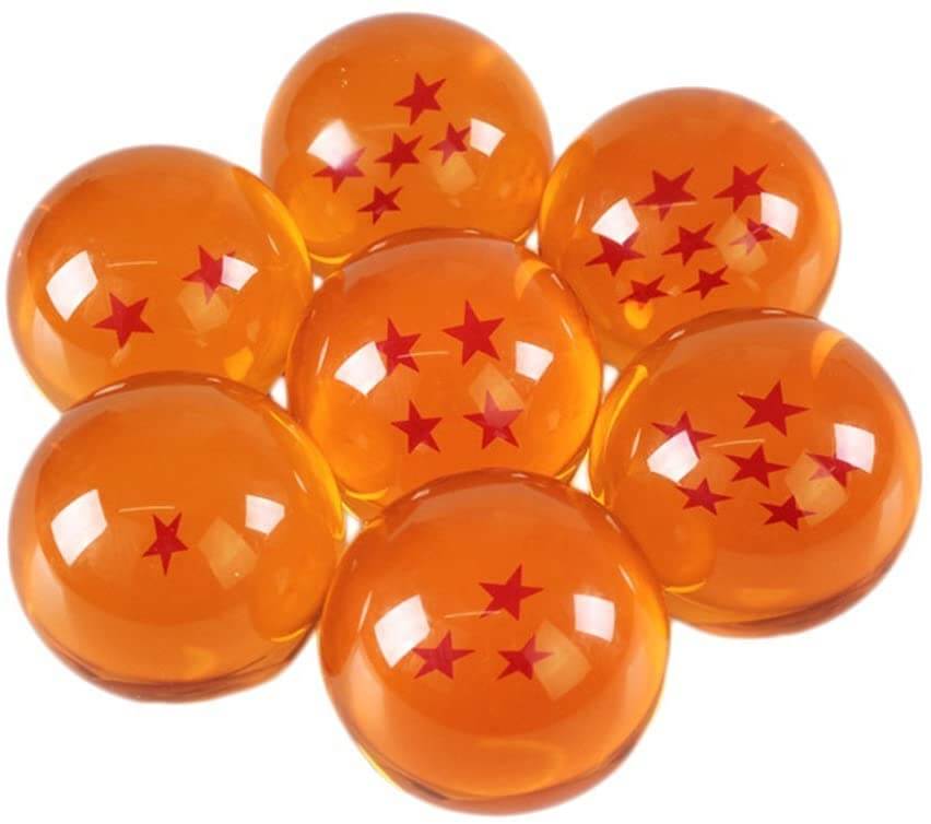 Colección de 7 bolas de cristal con estrella, para fans del anime. Decoración geek para estanterías.