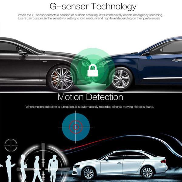 Cámara de coche con G-Sensor, graba impactos frontal y trasera 1080p FHD.