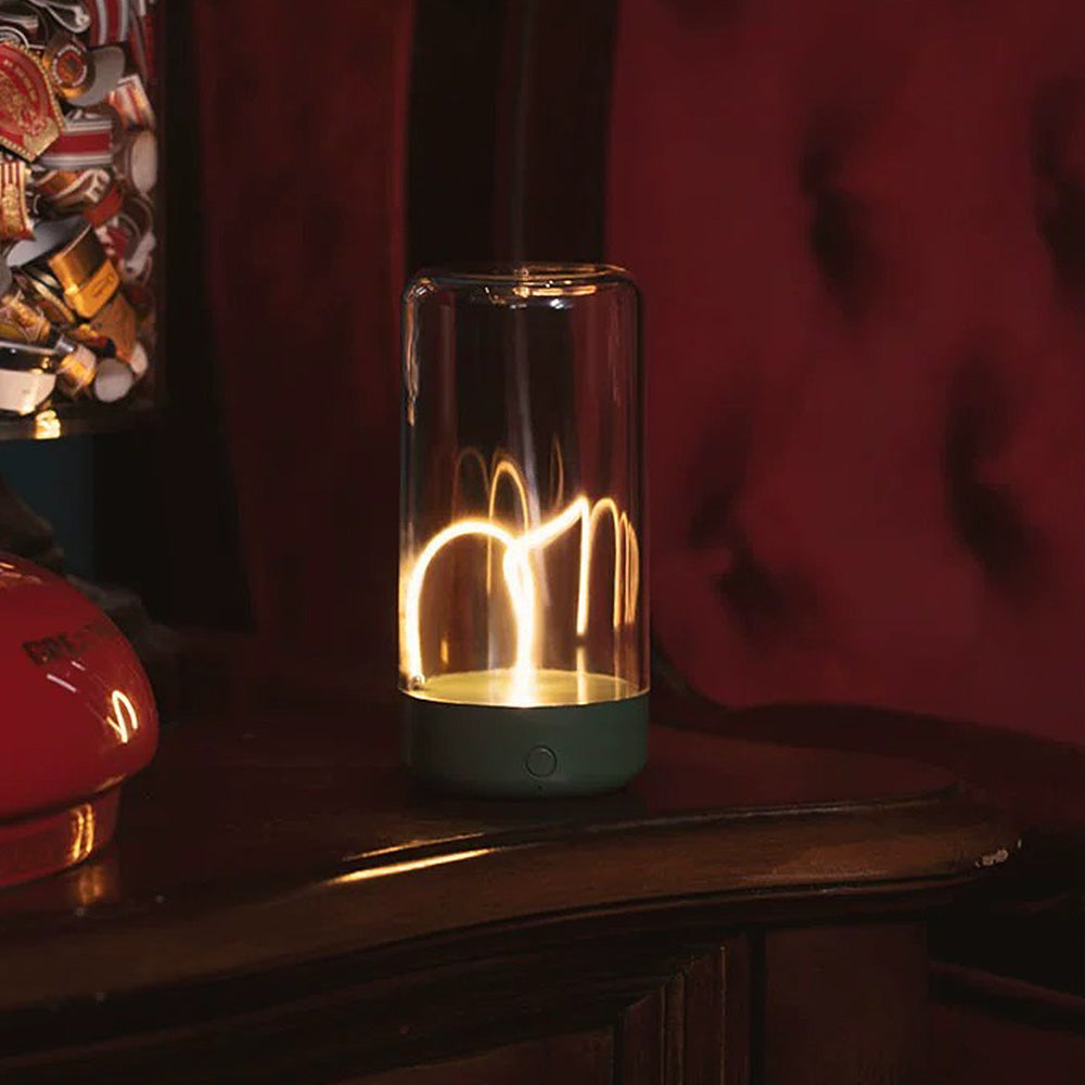 Elegante lámpara de mesa LED inalámbrica, diseño cilíndrico minimalista para el hogar.