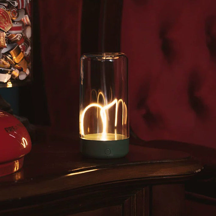 Elegante lámpara de mesa LED inalámbrica, diseño cilíndrico minimalista para el hogar.