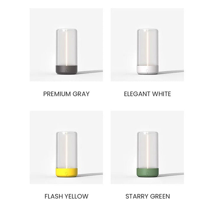 Moderna lámpara de mesa LED, cilíndrica e inalámbrica, perfecta para decoración.
