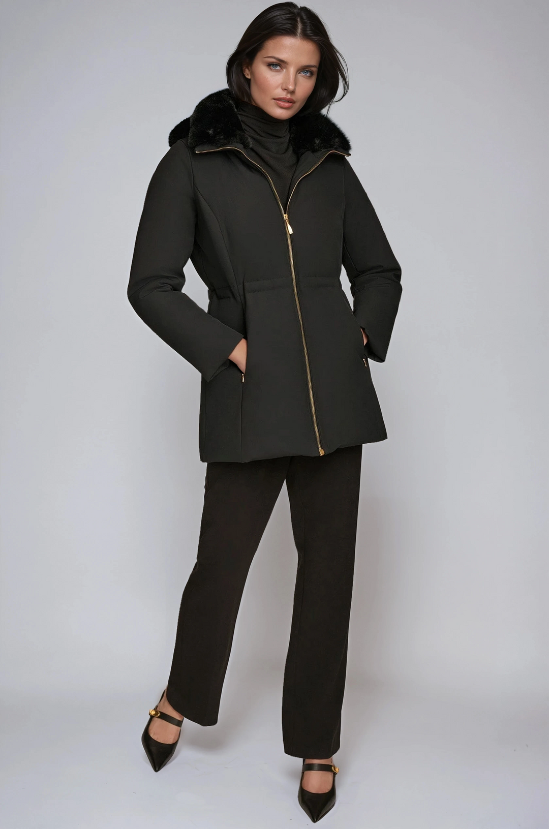 Abrigo acolchado elegante de invierno para mujer, cálido y moderno, protección contra el frío.