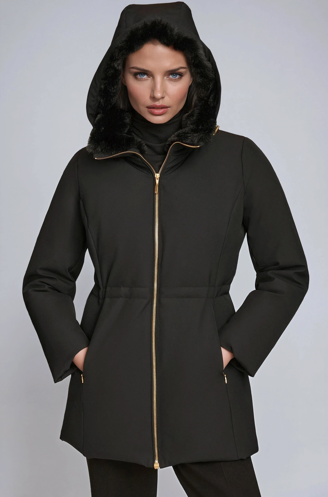 Abrigo de mujer acolchado con diseño elegante y cálido, perfecto para la moda de invierno.
