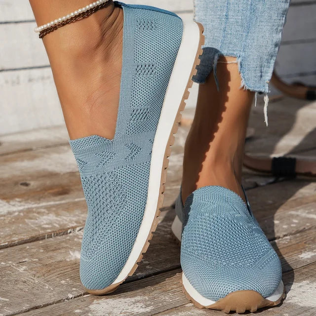 Zapatos de mujer confortables, mocasines planos ortopédicos para el bienestar del pie durante todo el día.
