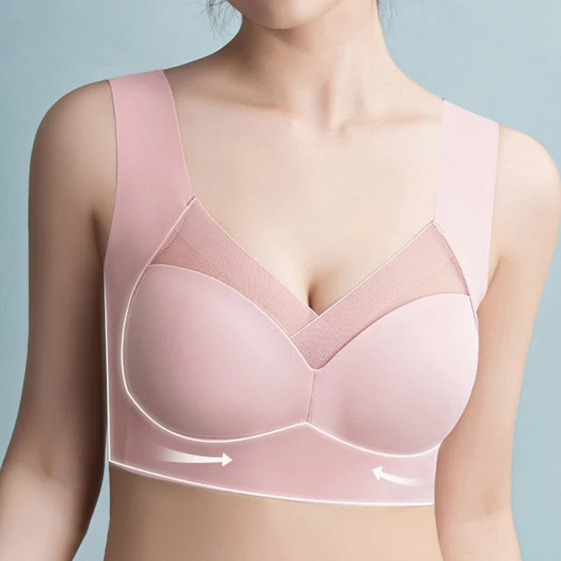 Sujetador sin costuras frontal, diseño liso que brinda comodidad y discreción a la mujer.