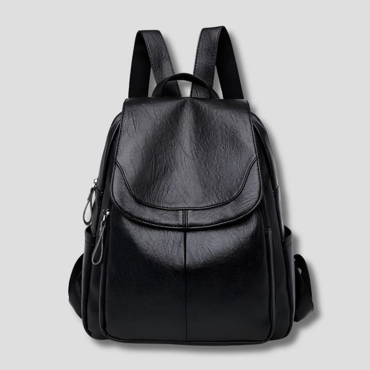 Mochila urbana de cuero genuino para mujer, compacta y con seguridad antirrobo, para uso diario.
