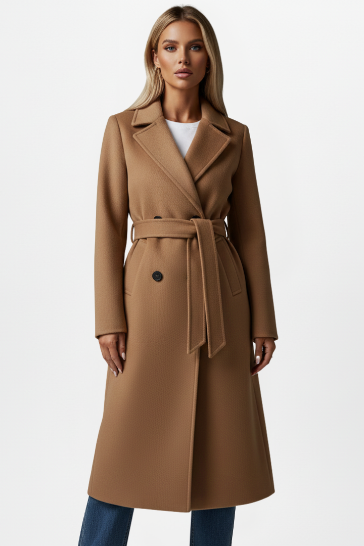 Trench coat de mujer con cinturón ajustable. Abrigo clásico para entretiempo.