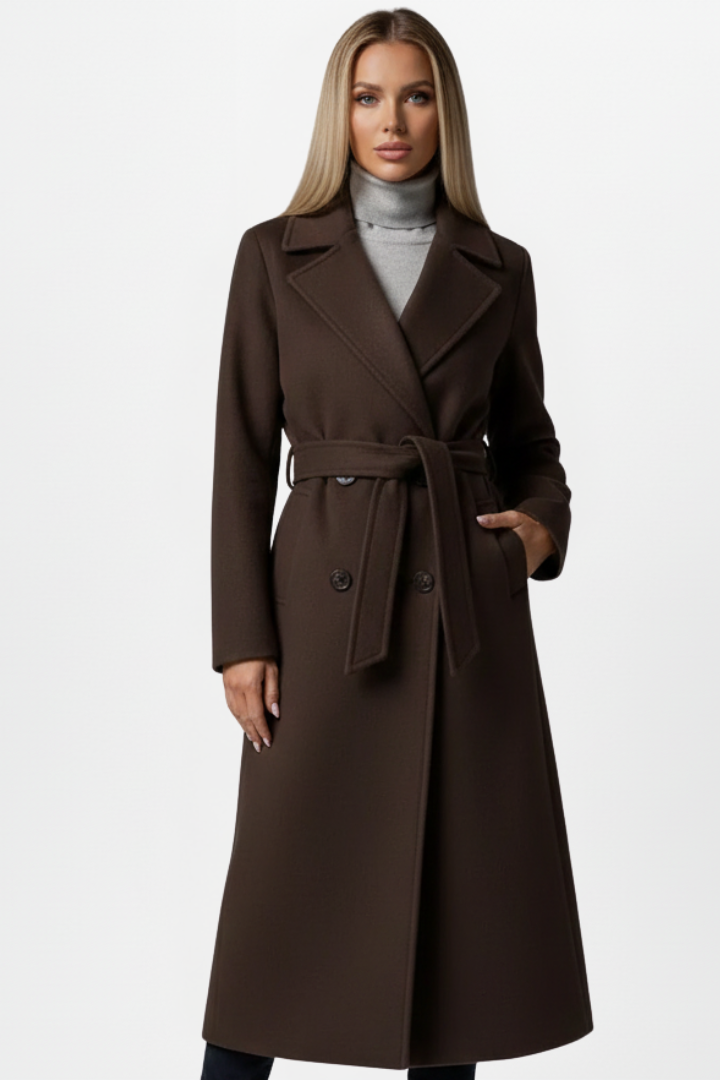 Chaqueta tipo gabardina cruzada para mujer. Prenda de outwear chic y funcional.