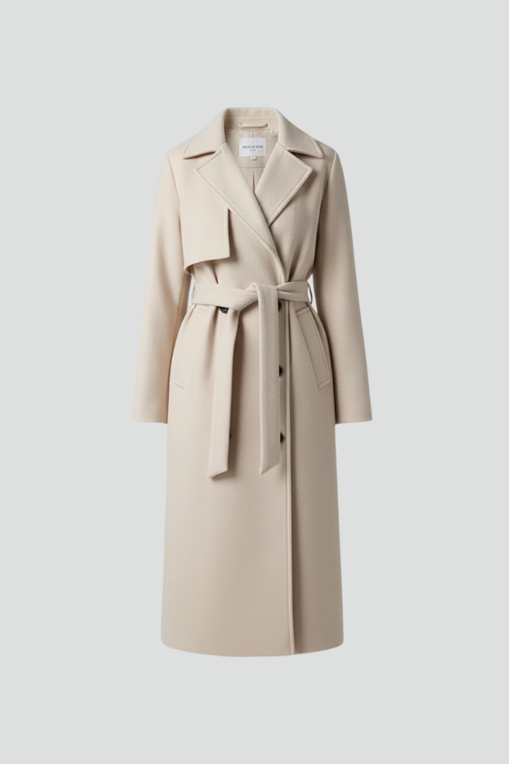 Gabardina Daniela para mujer. Abrigo largo con cinturón que estiliza la figura.