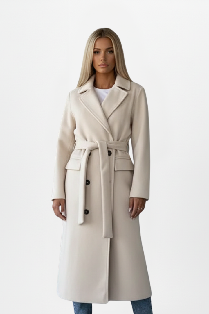 Gabardina larga cruzada Daniela para mujer. Estilo elegante y versátil.